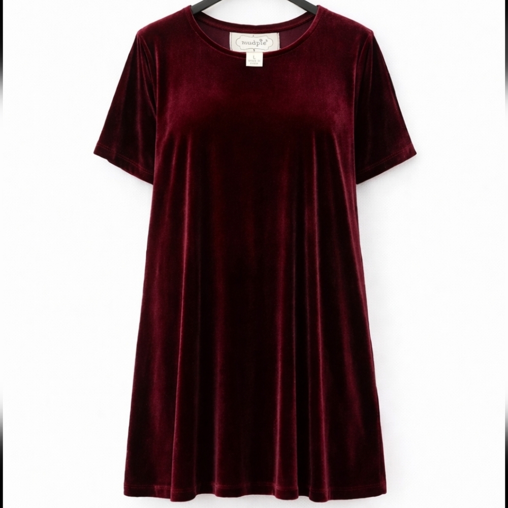 Mudpie Burgundy Velour Mini Dress Sz Lg